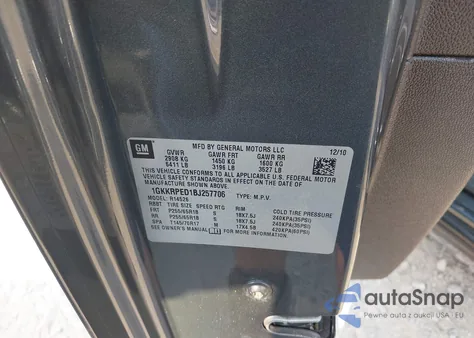 2011 GMC Acadia Sle из США, поврежденный, VIN 1GKKRPED1BJ257706